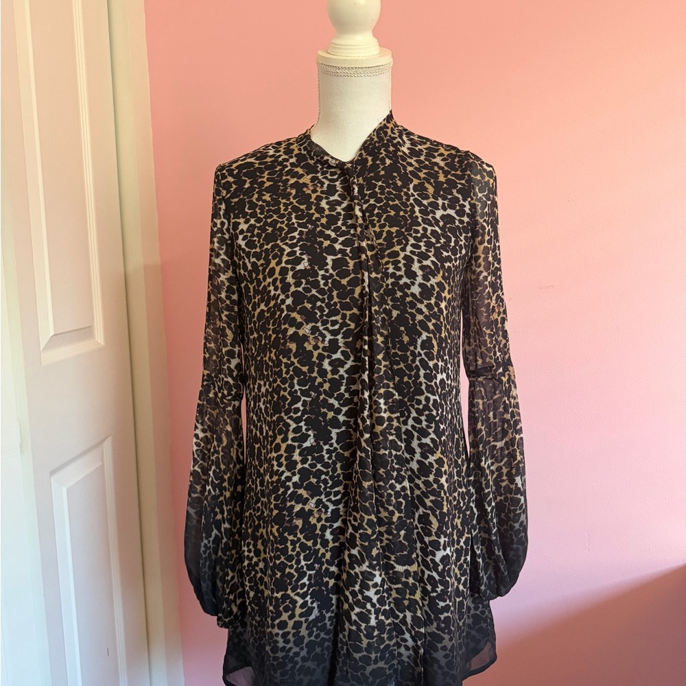 Marciano Leopard Long Sleeve Dress